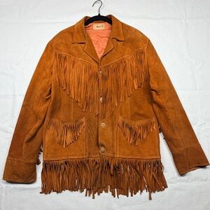 Vintage 70s Mont Western Boho Suede Fringe Jacket Heche en Mexico Sz 3 (US M/L)